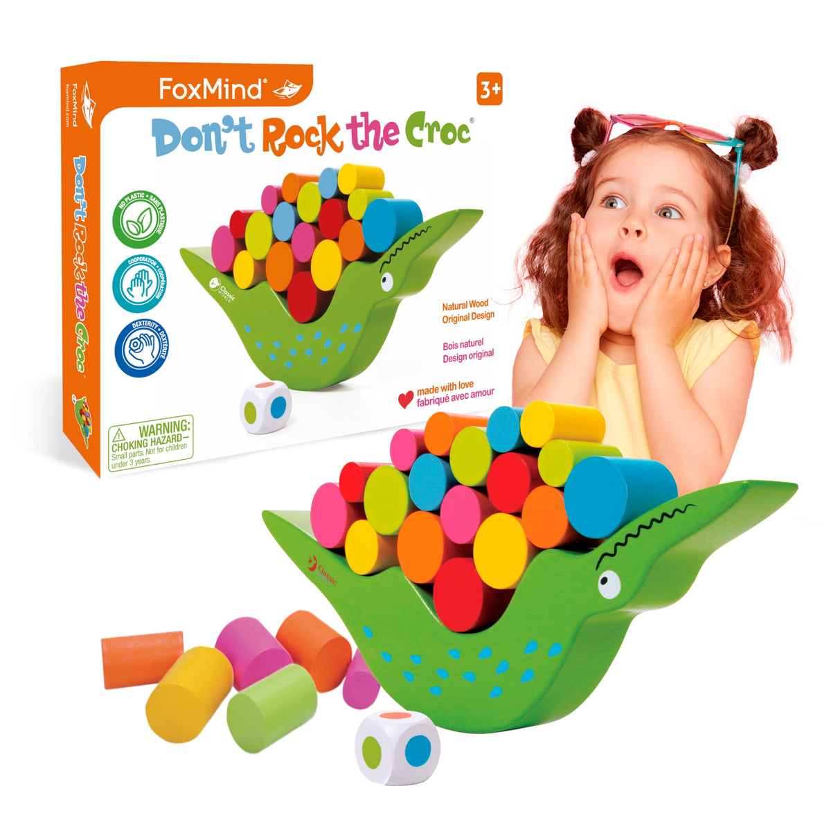 FoxMind Don't Rock The Croc – Toddler & Family Board Game for 3-5 Year Olds