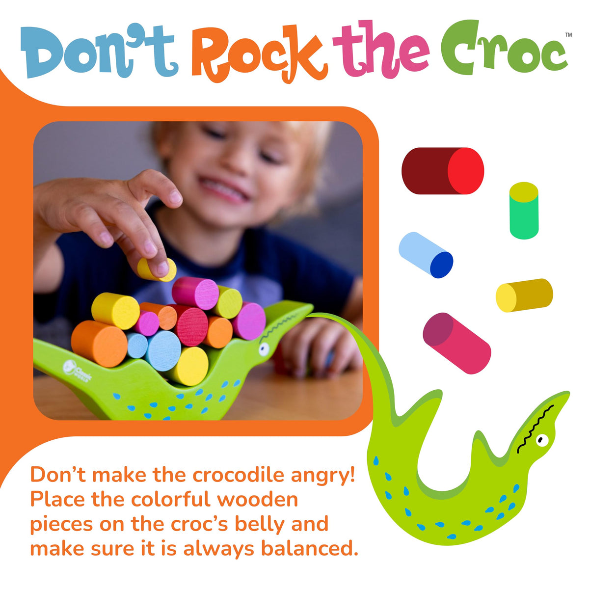 FoxMind Don't Rock The Croc – Toddler & Family Board Game for 3-5 Year Olds