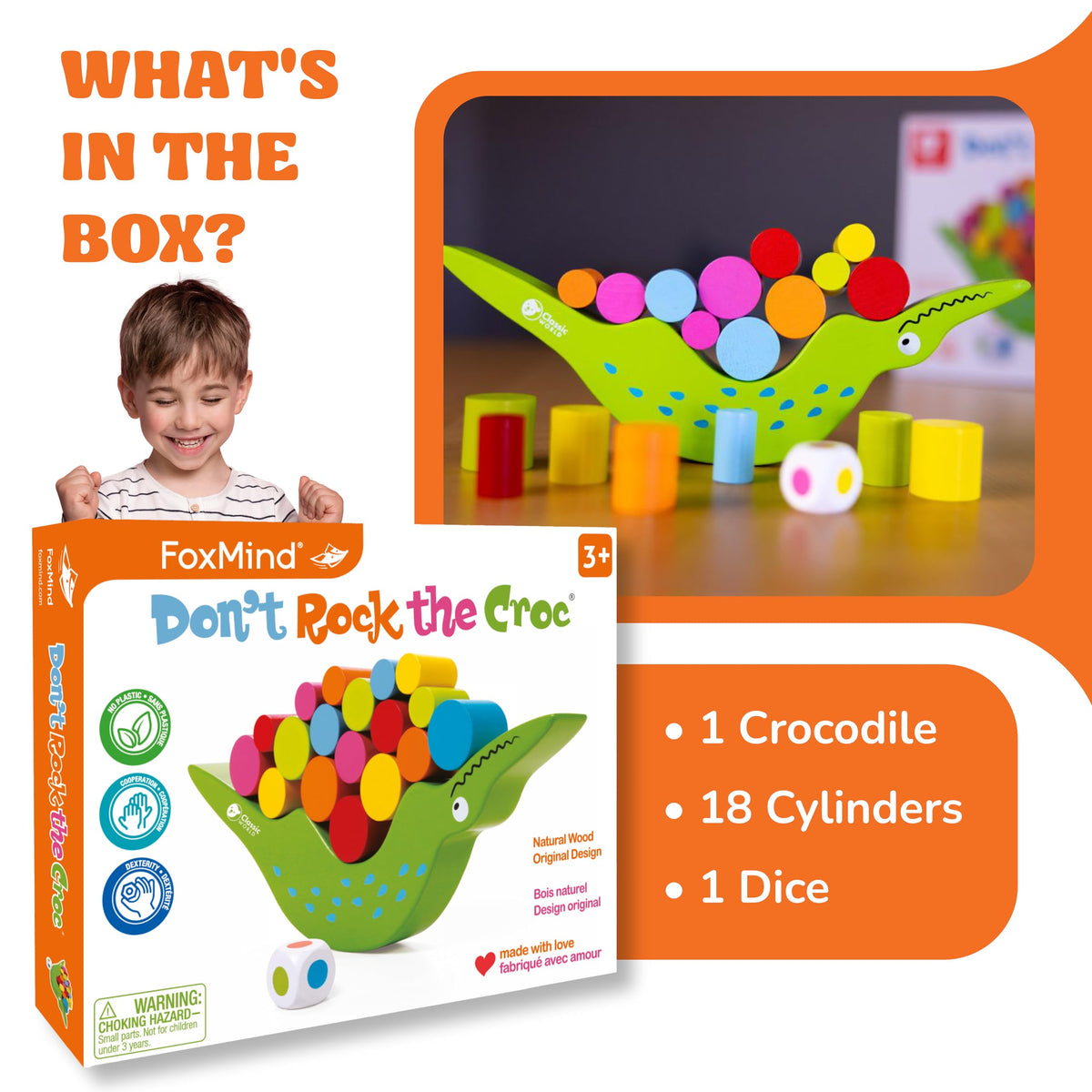 FoxMind Don't Rock The Croc – Toddler & Family Board Game for 3-5 Year Olds