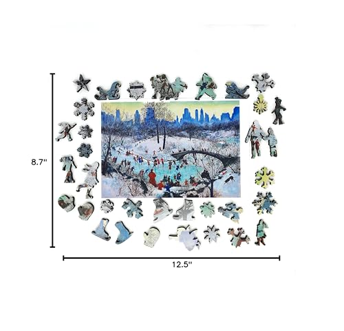 FoxSmartBox Wooden Puzzle for Adults — 180 Pieces, Whimsies, Made in USA | Skating in Central Park