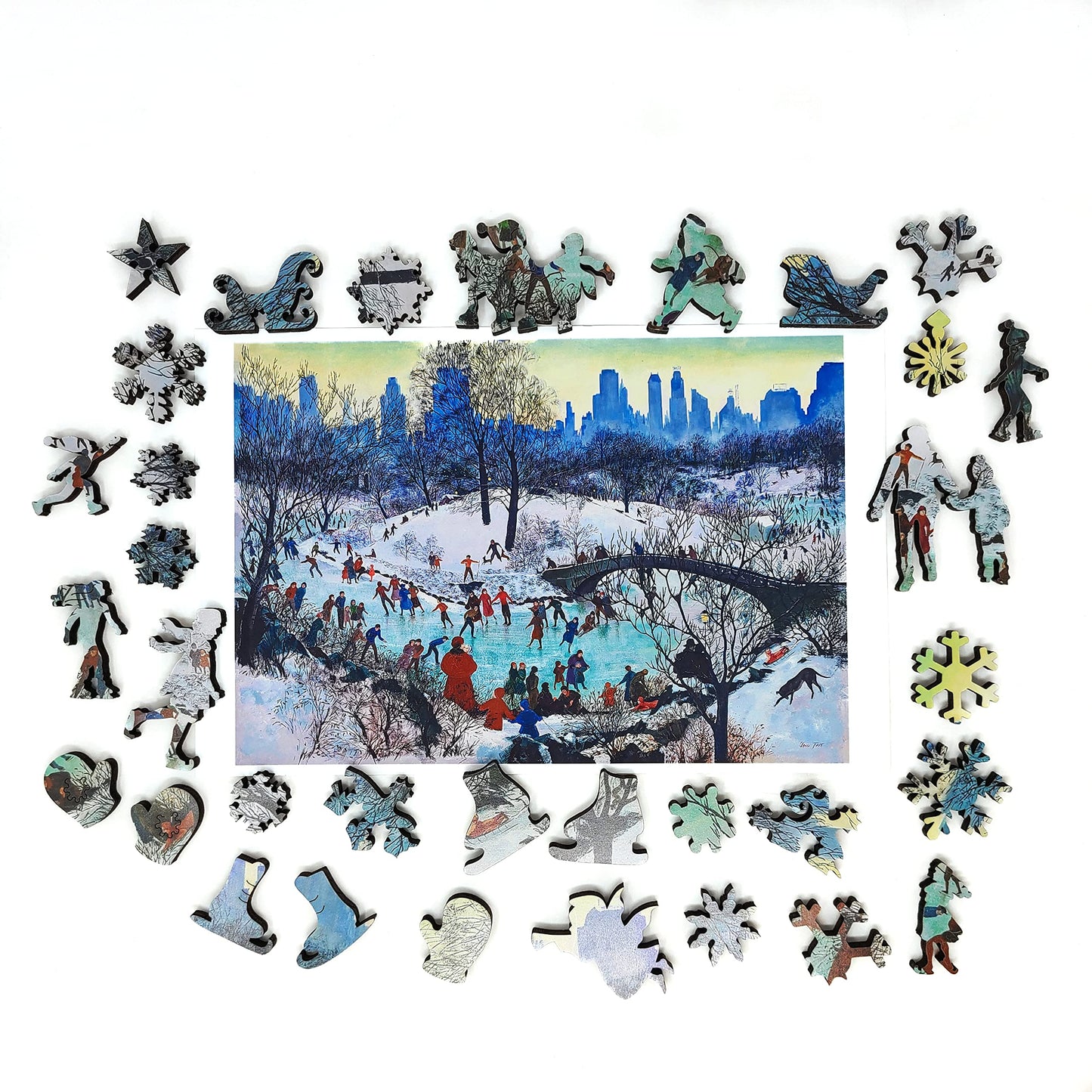 FoxSmartBox Wooden Puzzle for Adults — 180 Pieces, Whimsies, Made in USA | Skating in Central Park