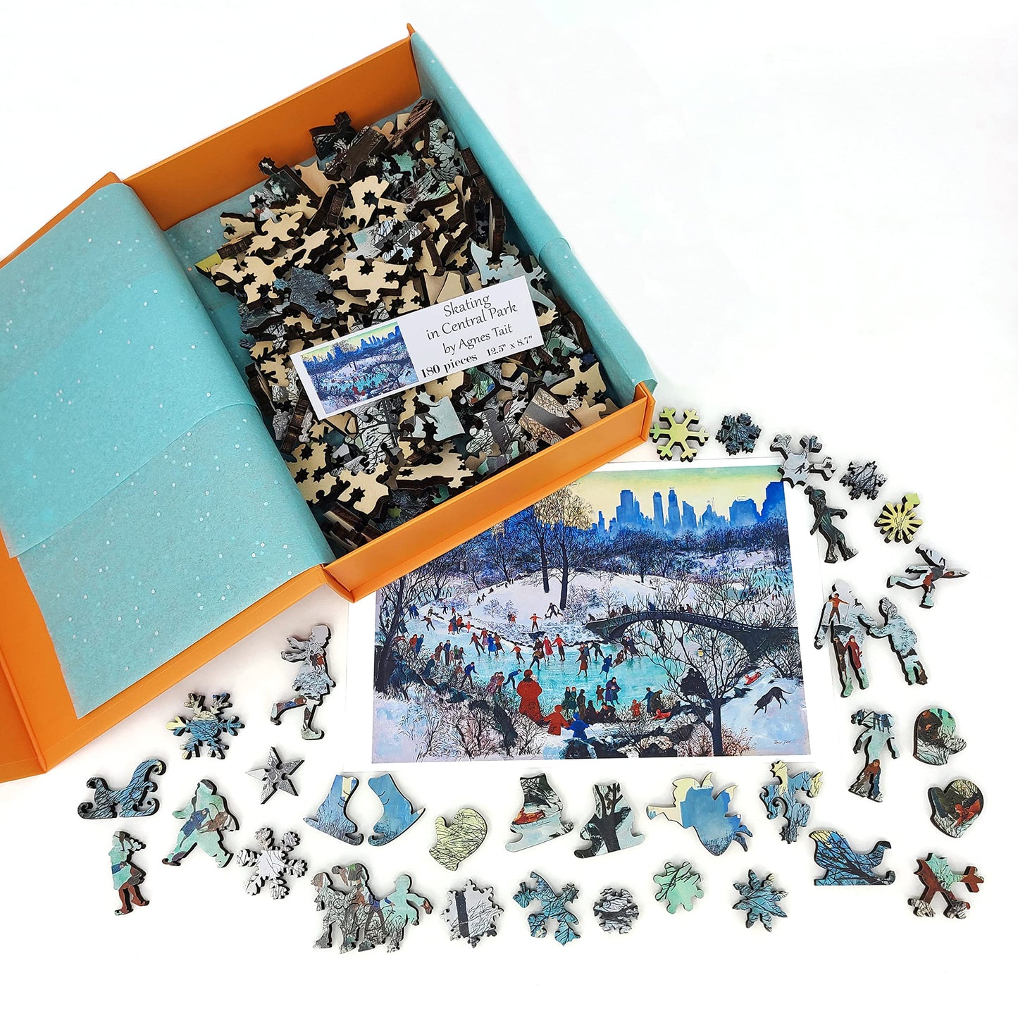 FoxSmartBox Wooden Puzzle for Adults — 180 Pieces, Whimsies, Made in USA | Skating in Central Park