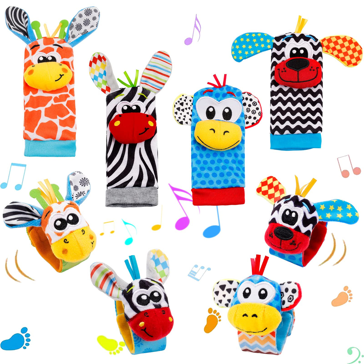 FPVERA Baby Wrist Rattles & Sock Toys – 8-Piece Newborn Sensory Set (0-6 Months)