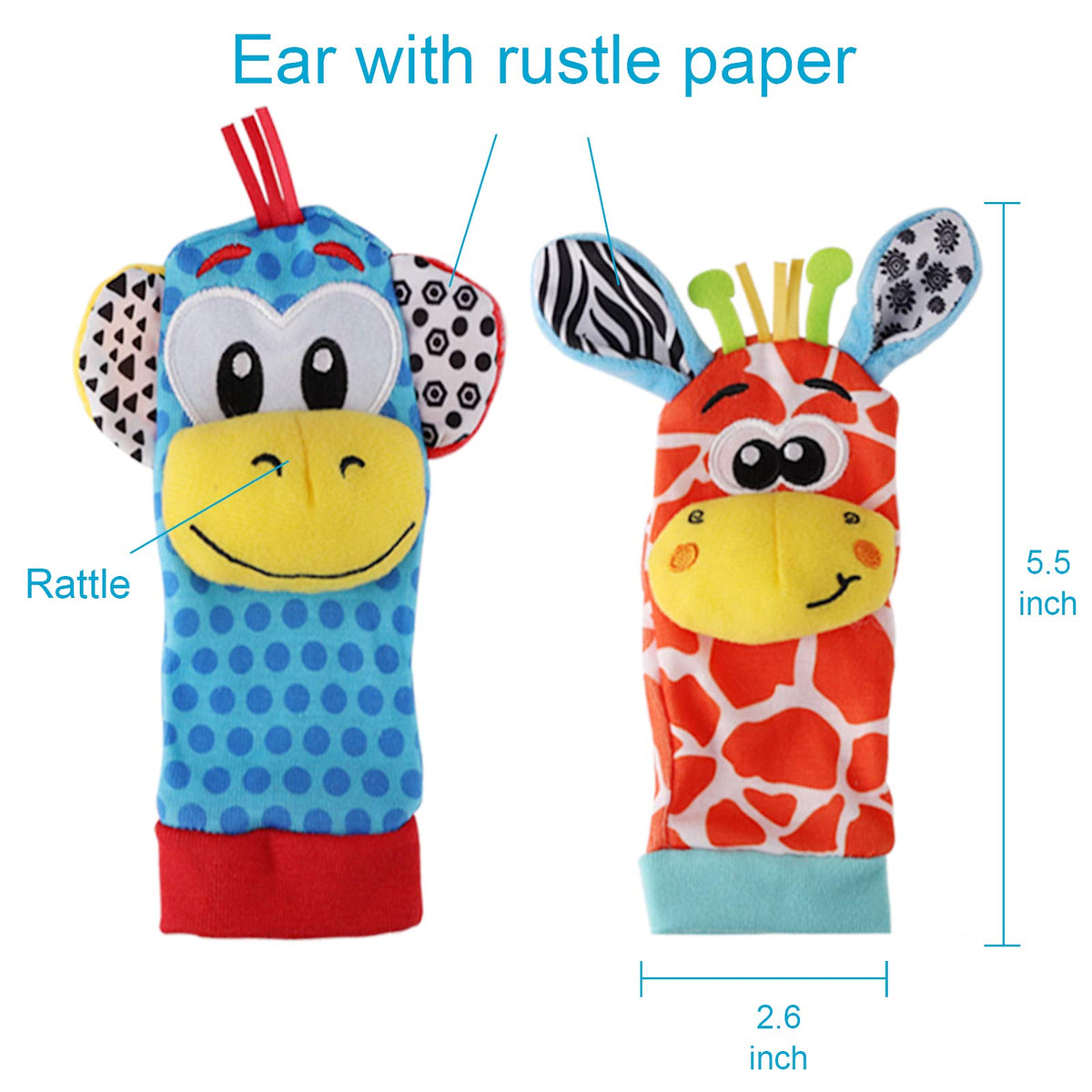 FPVERA Baby Wrist Rattles & Sock Toys – 8-Piece Newborn Sensory Set (0-6 Months)