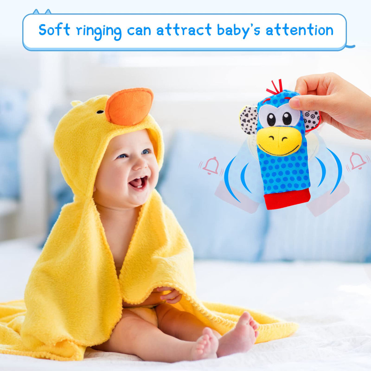 FPVERA Baby Wrist Rattles & Sock Toys – 8-Piece Newborn Sensory Set (0-6 Months)