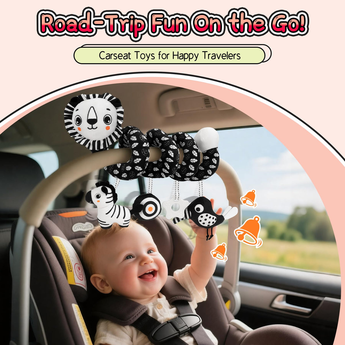 FPVERA High-Contrast Spiral Plush Car Seat Toy for Babies 0–6 Months