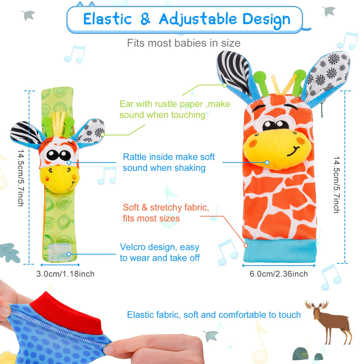 FPVERA Baby Wrist Rattles & Sock Toys – 8-Piece Newborn Sensory Set (0-6 Months)