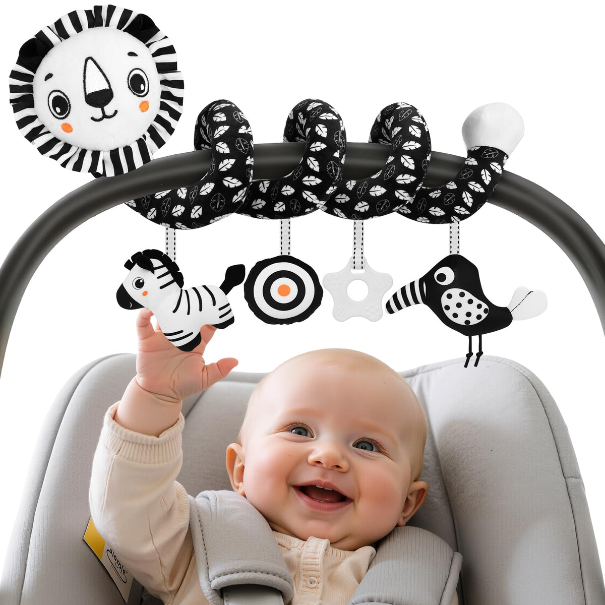 FPVERA High-Contrast Spiral Plush Car Seat Toy for Babies 0–6 Months