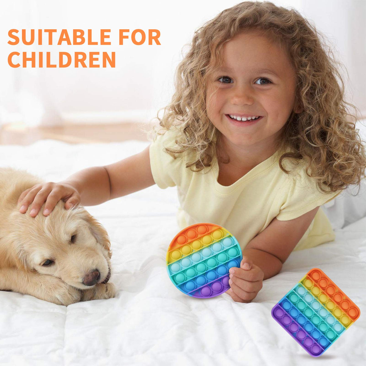 Fpxnb 2 Packs Pop Fidget Sensory Toys – Round & Square Silicone Stress Relief Toys for Kids, Teens, and Adults (Set of 2)