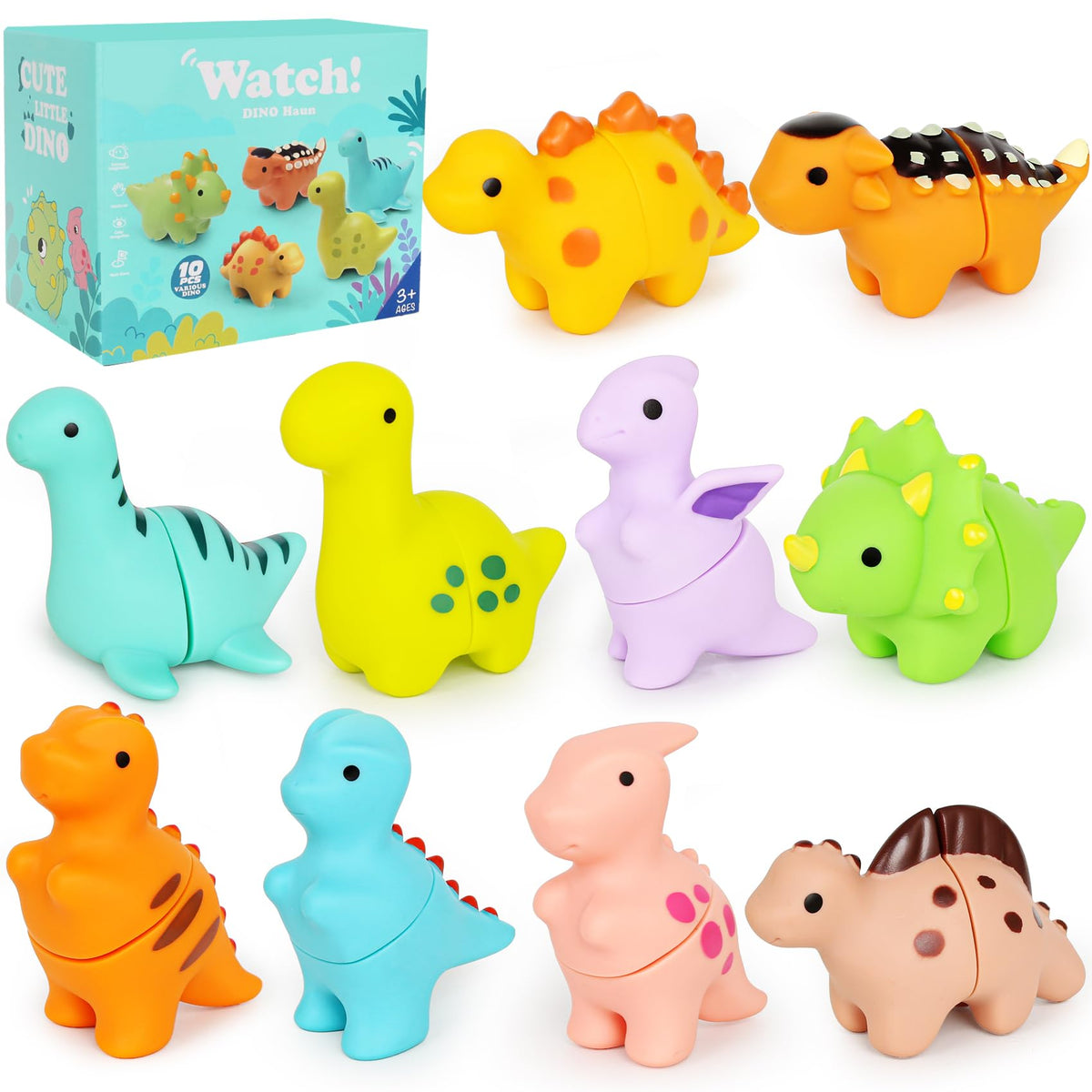 FQKIOMY Dinosaur Toys – Montessori Fine Motor Learning Games, 10-Piece Matching Set for 2-3 Year Olds