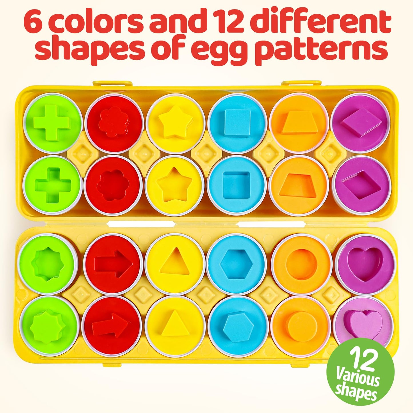 FQKIOMY Toddler Eggs Toys – Montessori Shape Sorting & Fine Motor Skills (Ages 1-3)