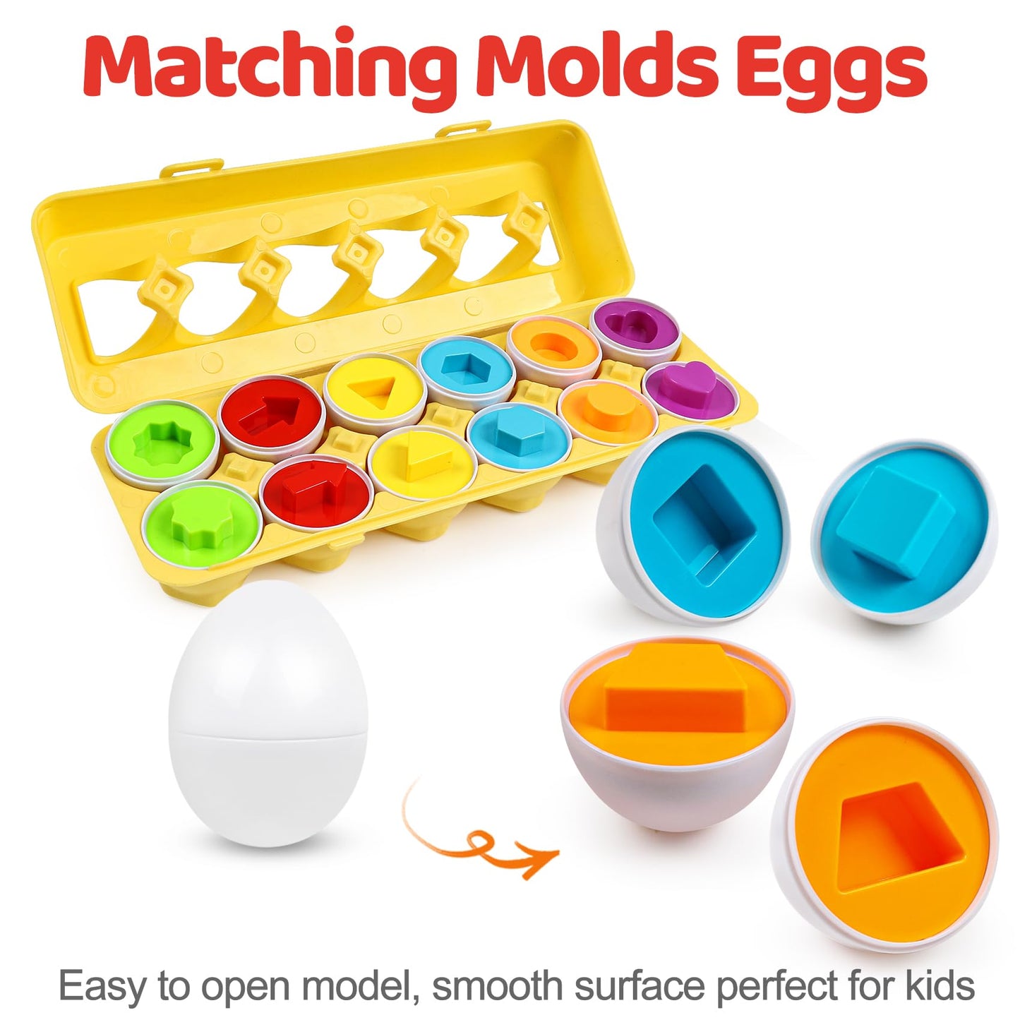 FQKIOMY Toddler Eggs Toys – Montessori Shape Sorting & Fine Motor Skills (Ages 1-3)