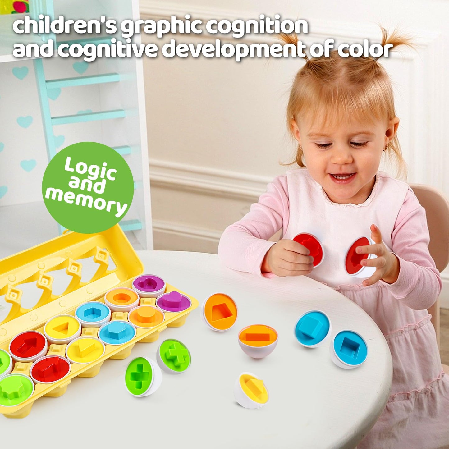 FQKIOMY Toddler Eggs Toys – Montessori Shape Sorting & Fine Motor Skills (Ages 1-3)