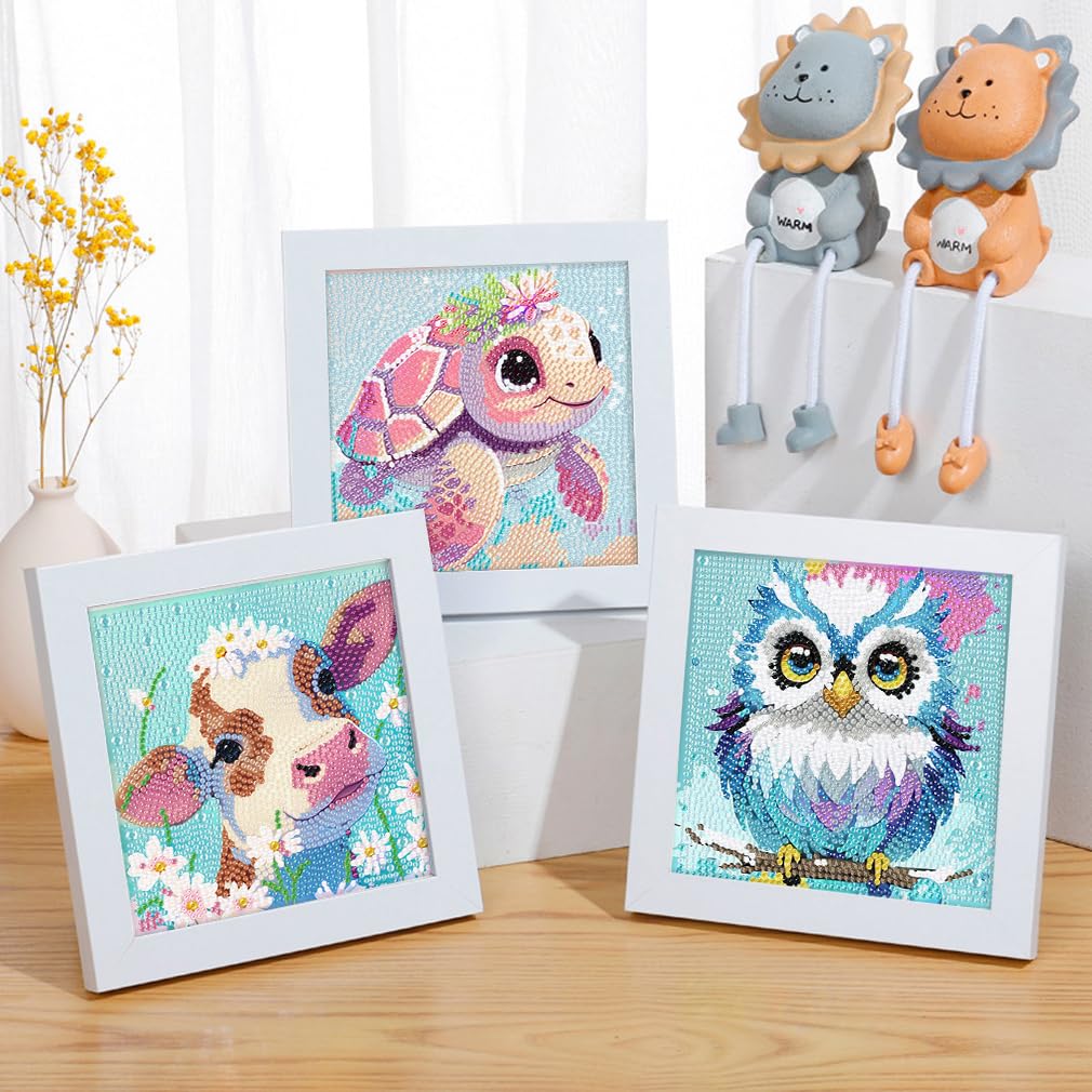 FQOVKYN 4-Pack 5D Cartoon Diamond Art Kit for Kids – Full Round Drill
