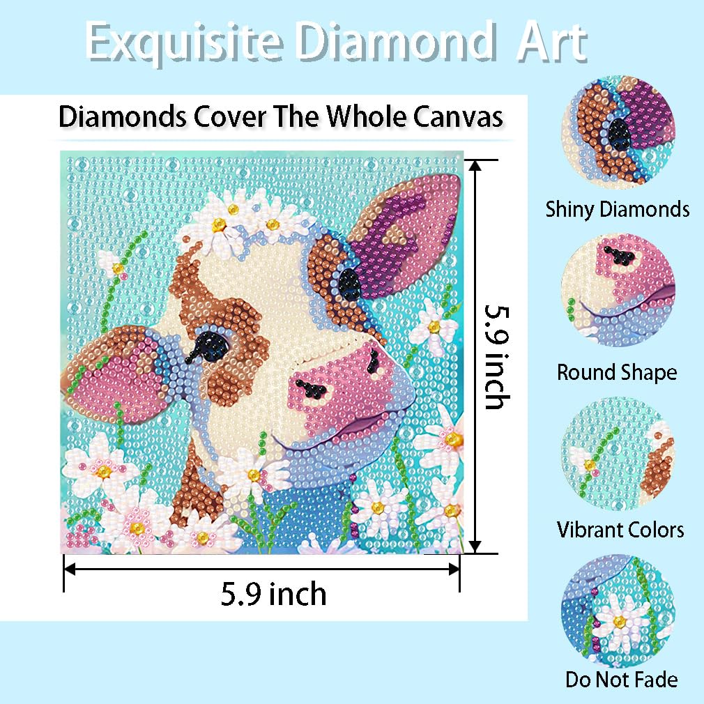 FQOVKYN 4-Pack 5D Cartoon Diamond Art Kit for Kids – Full Round Drill