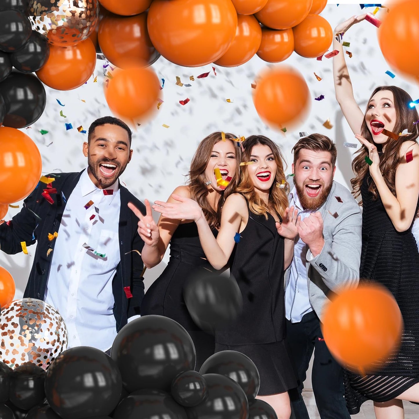 FQZYLCH Orange & Black Balloon Arch Kit – 130 Pcs for Halloween & Celebrations