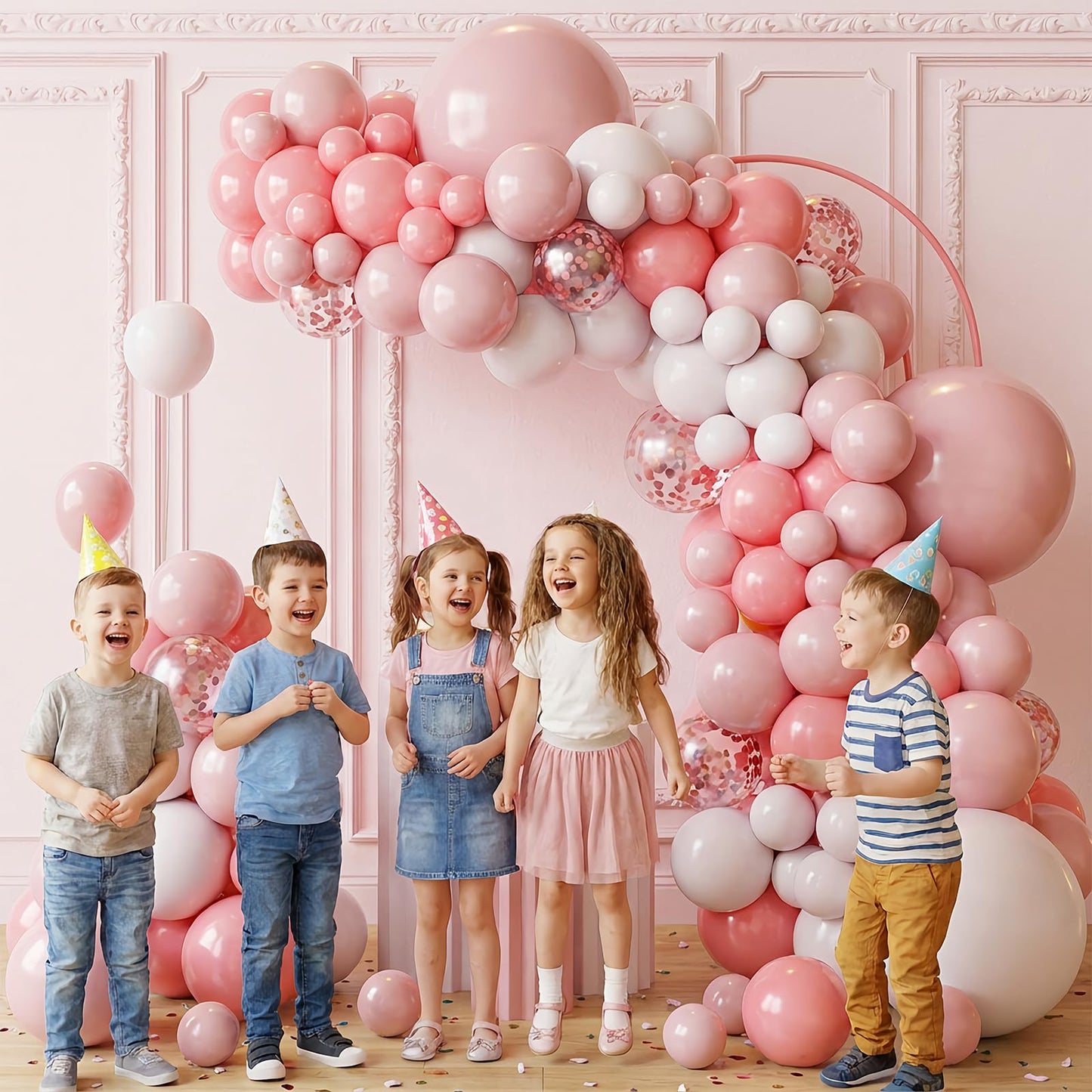 FQZYLCH Light Pink & White Balloon Garland Kit – 130pcs Balloon Arch for Weddings & Parties