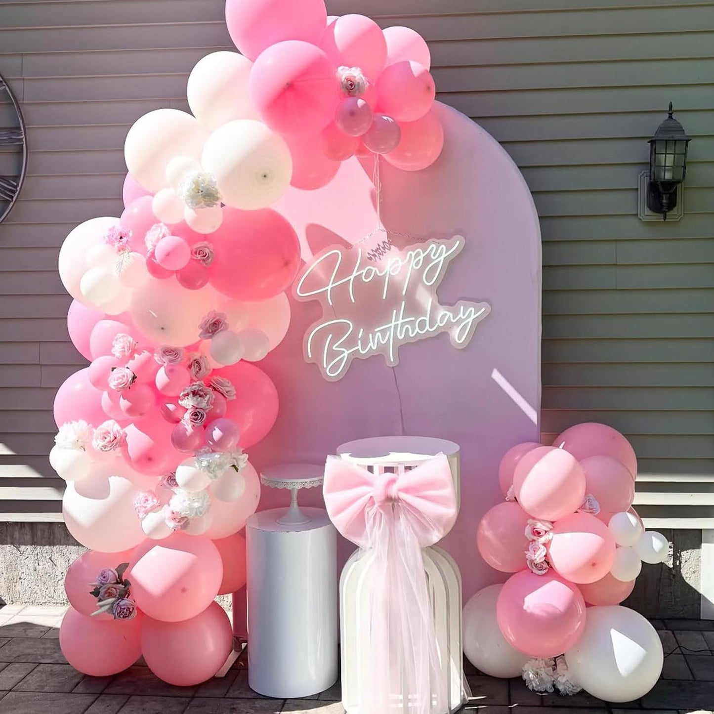 FQZYLCH Light Pink & White Balloon Garland Kit – 130pcs Balloon Arch for Weddings & Parties
