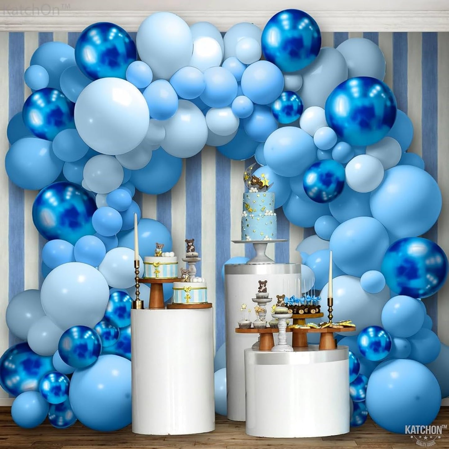 FQZYLCH Blue Balloons Garland Arch Kit — 130pcs Navy & Light Blue Party Decor