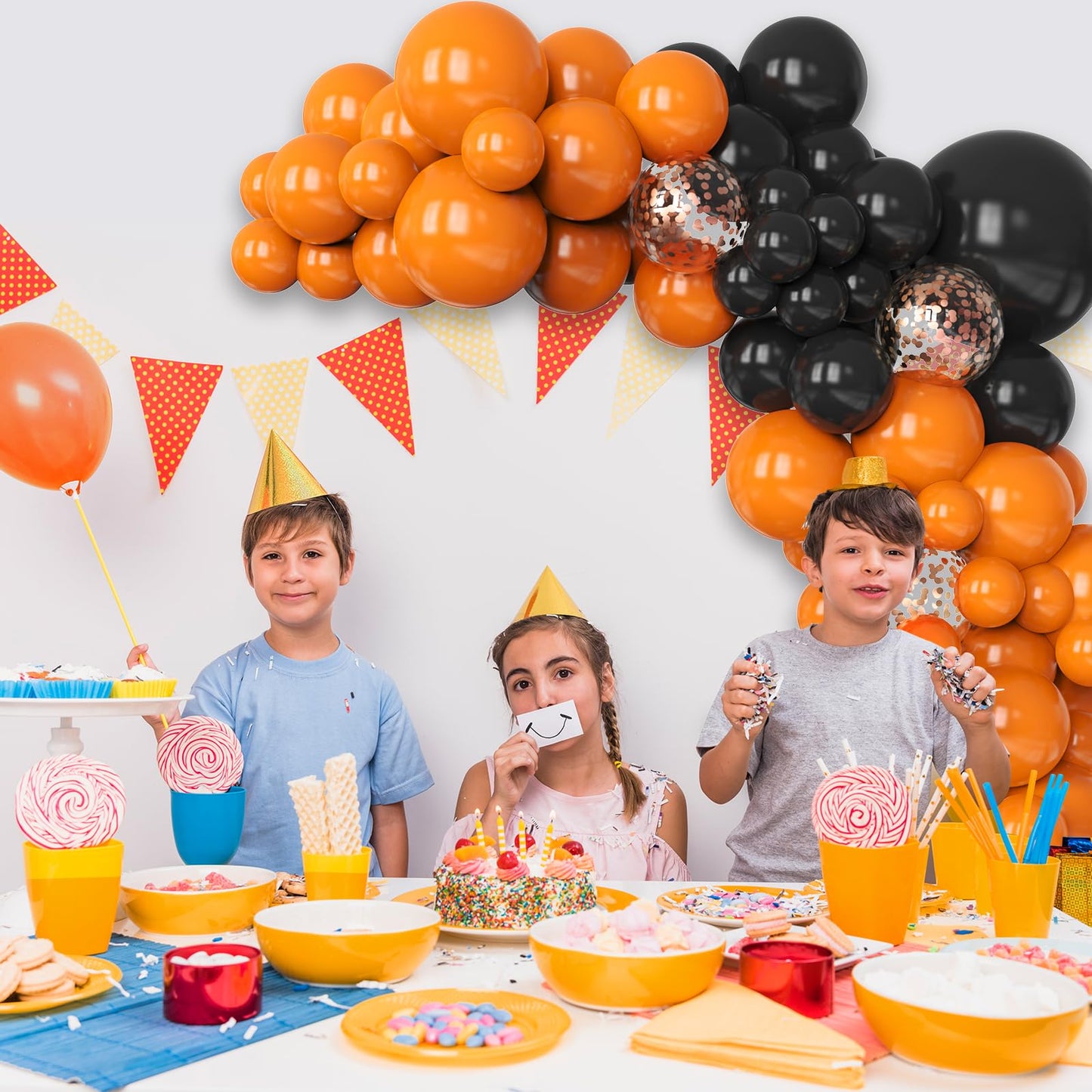 FQZYLCH Orange & Black Balloon Arch Kit – 130 Pcs for Halloween & Celebrations