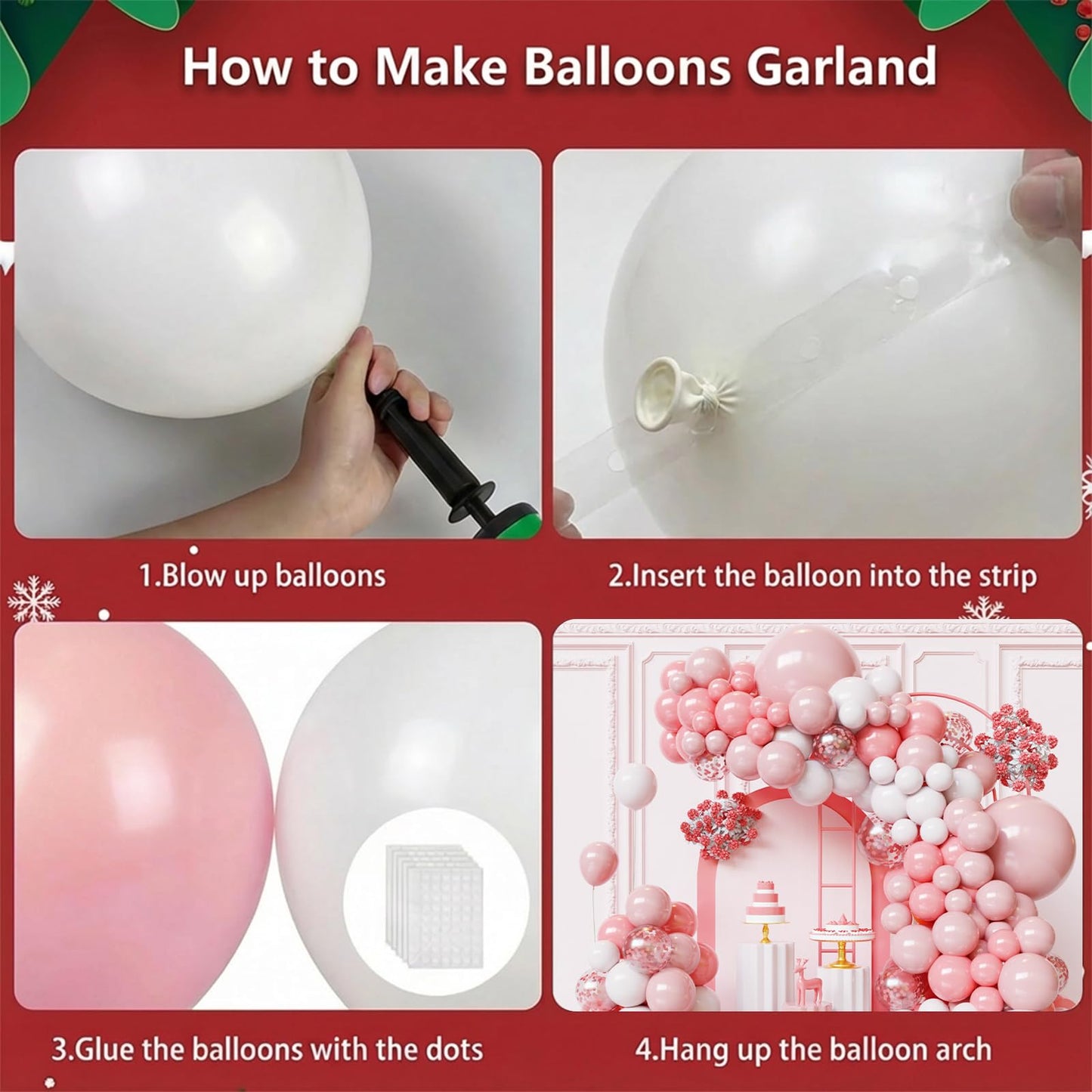FQZYLCH Light Pink & White Balloon Garland Kit – 130pcs Balloon Arch for Weddings & Parties