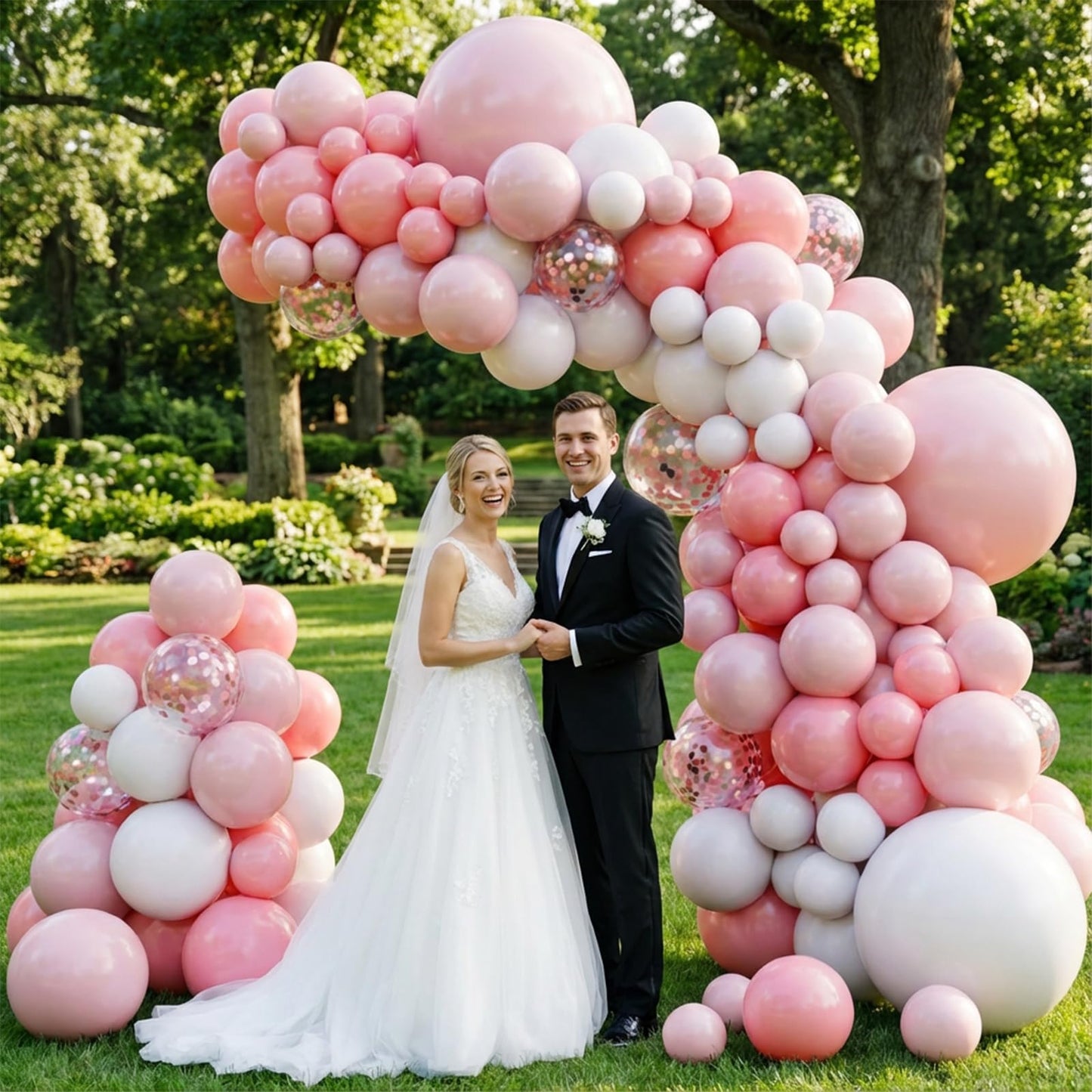 FQZYLCH Light Pink & White Balloon Garland Kit – 130pcs Balloon Arch for Weddings & Parties