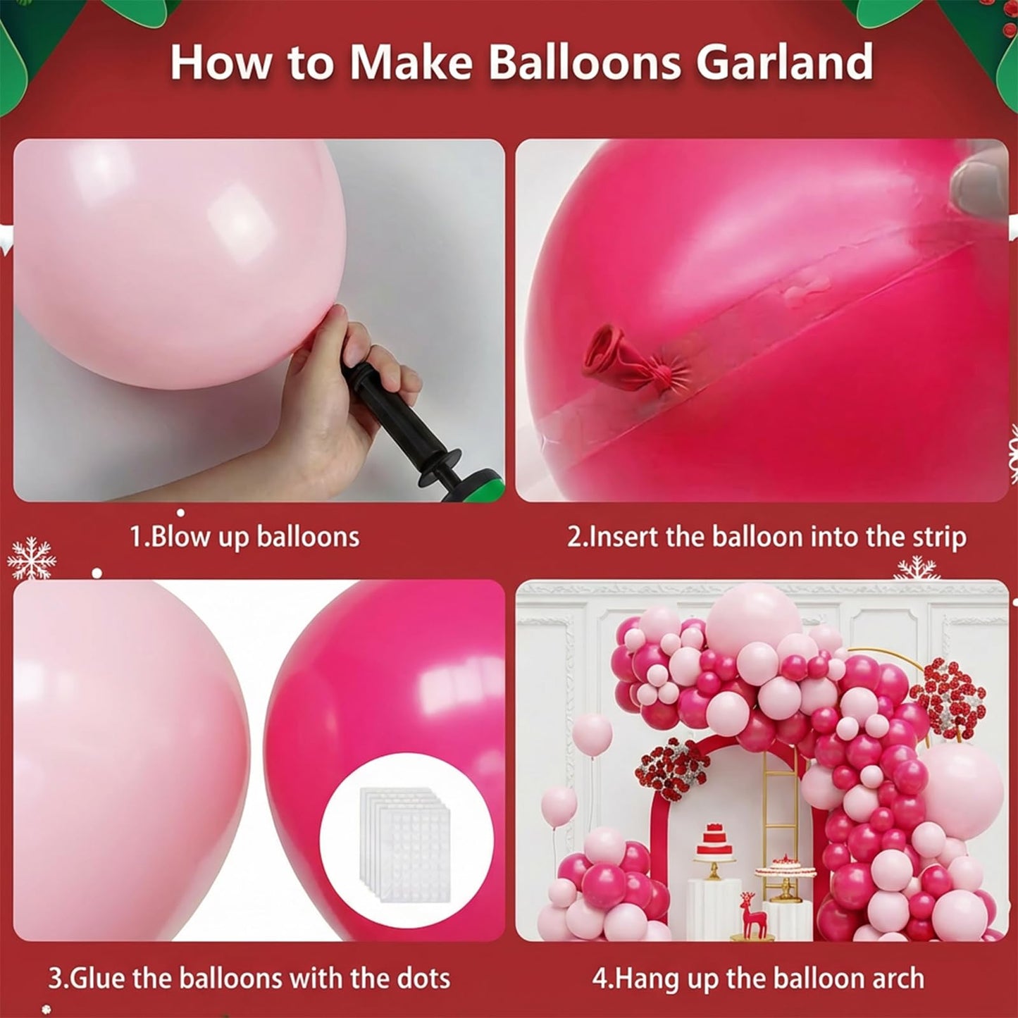 FQZYLCH Pink Balloons Garland Arch Kit — 130pcs Thickened Latex Balloons for Weddings & Parties