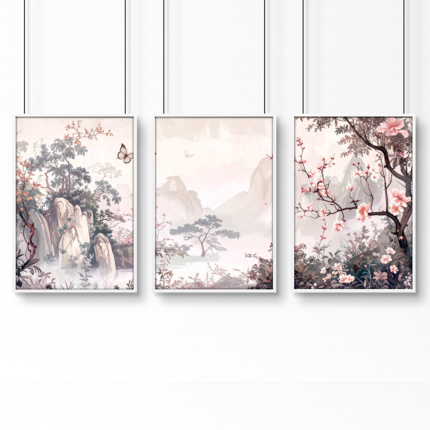 Framed Artworks | Set of 3 Chinoiserie Wall art Prints