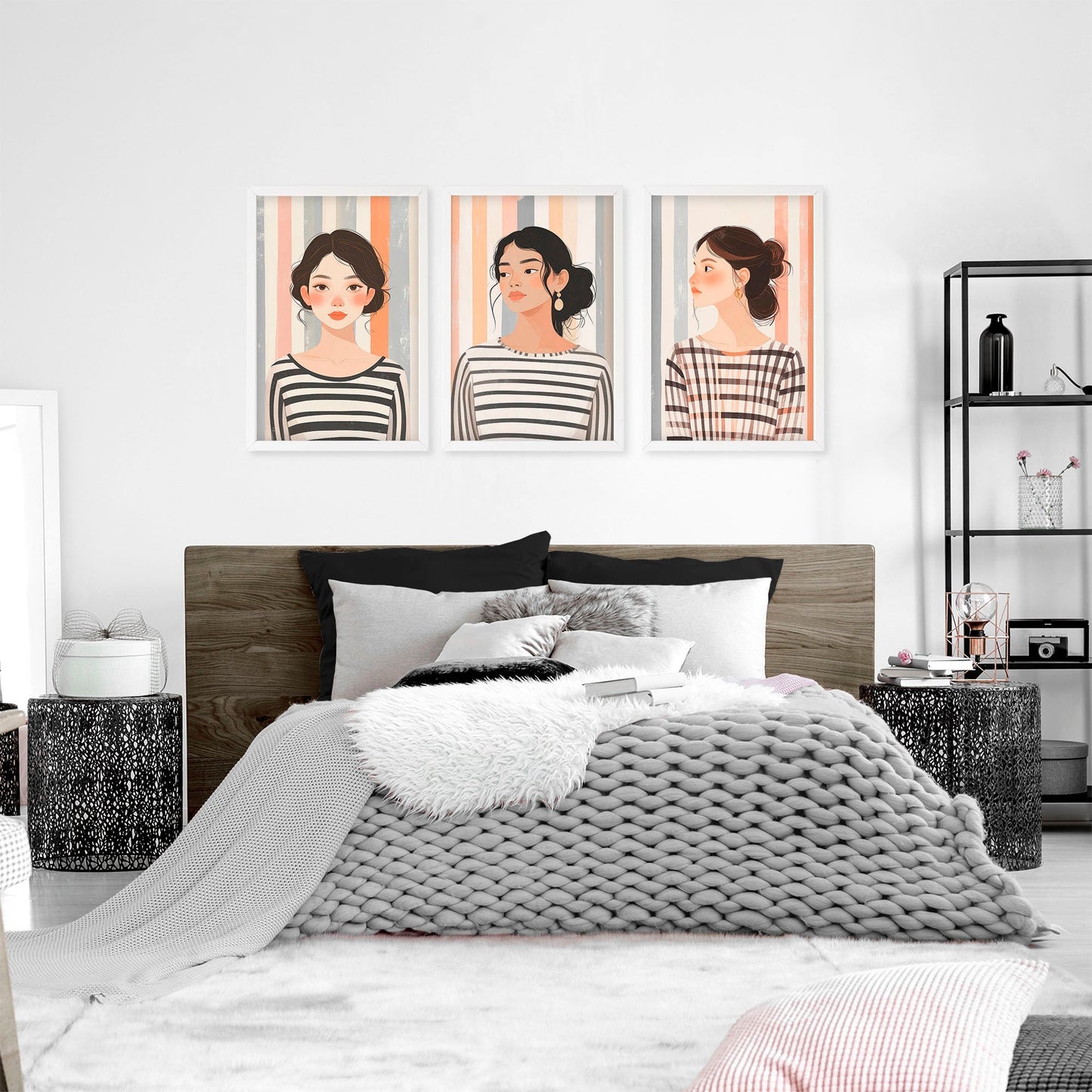 Framed Bedroom Wall Art | Set of 3 Bohemian Wall art Prints