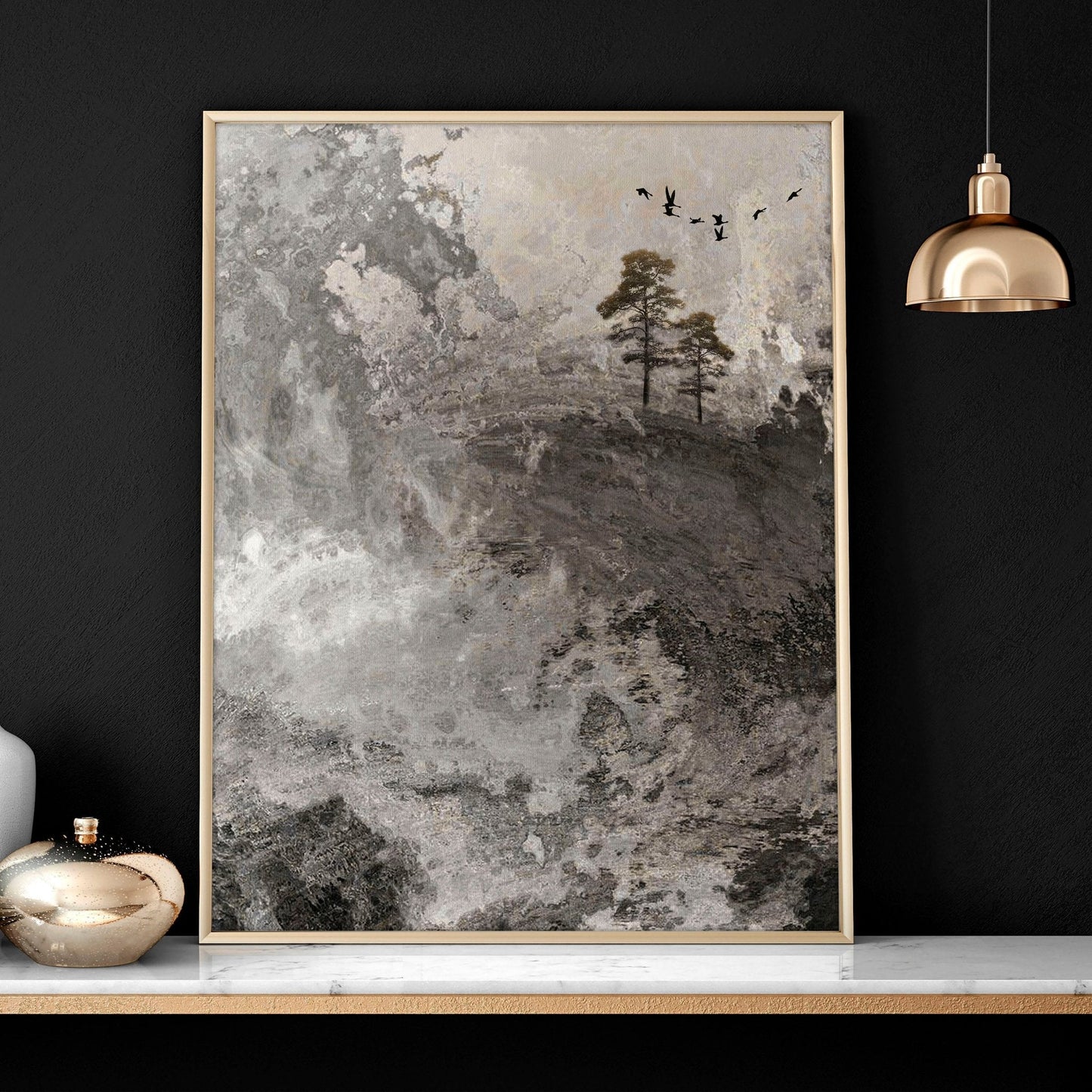 Framed landscape print for home office decor | set of 3 wall art