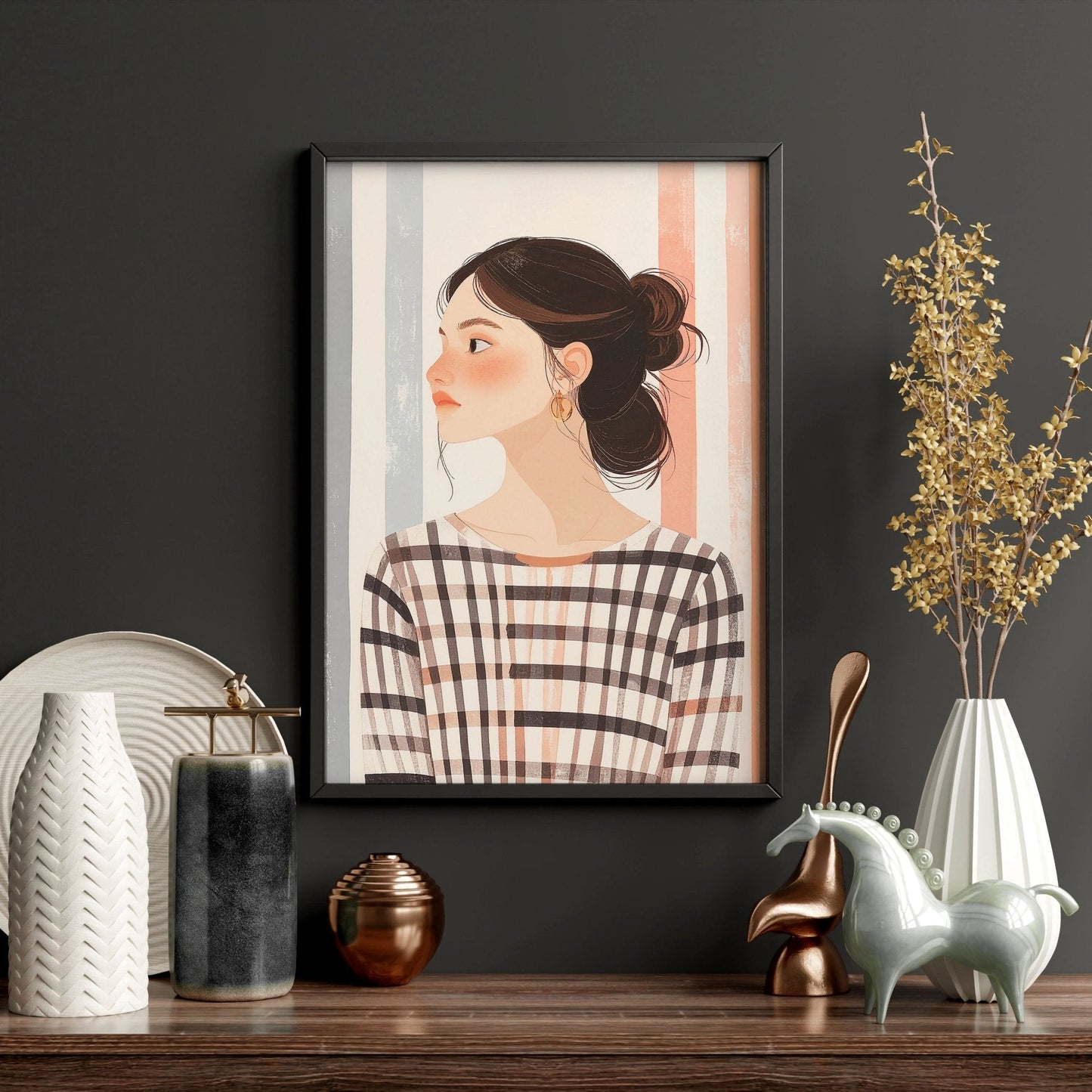 Framed Pictures For The Living Room | Set of 3 Boho Women Wall art Prints