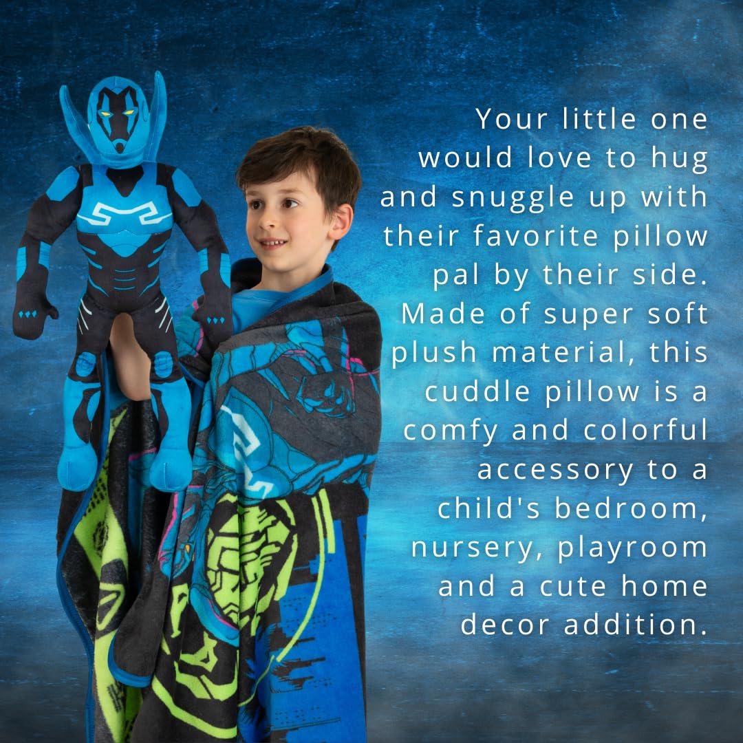 Franco WB Blue Beetle Plush Cuddle Pillow Buddy – One Size, Official Licensed DC Comics Kids Bedding