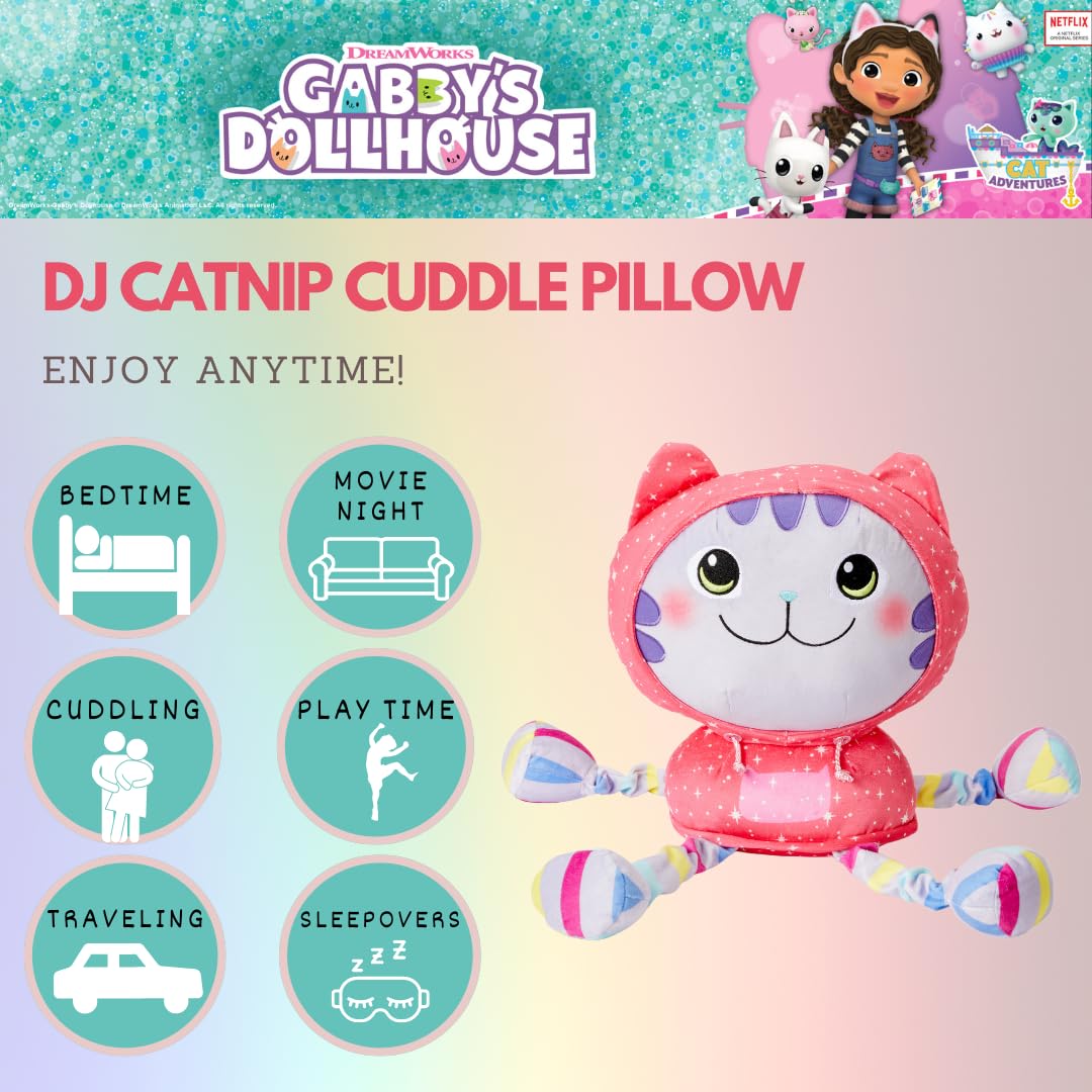 Franco DreamWorks Gabby's Dollhouse DJ Catnip Plush Cuddle Pillow Buddy – Officially Licensed
