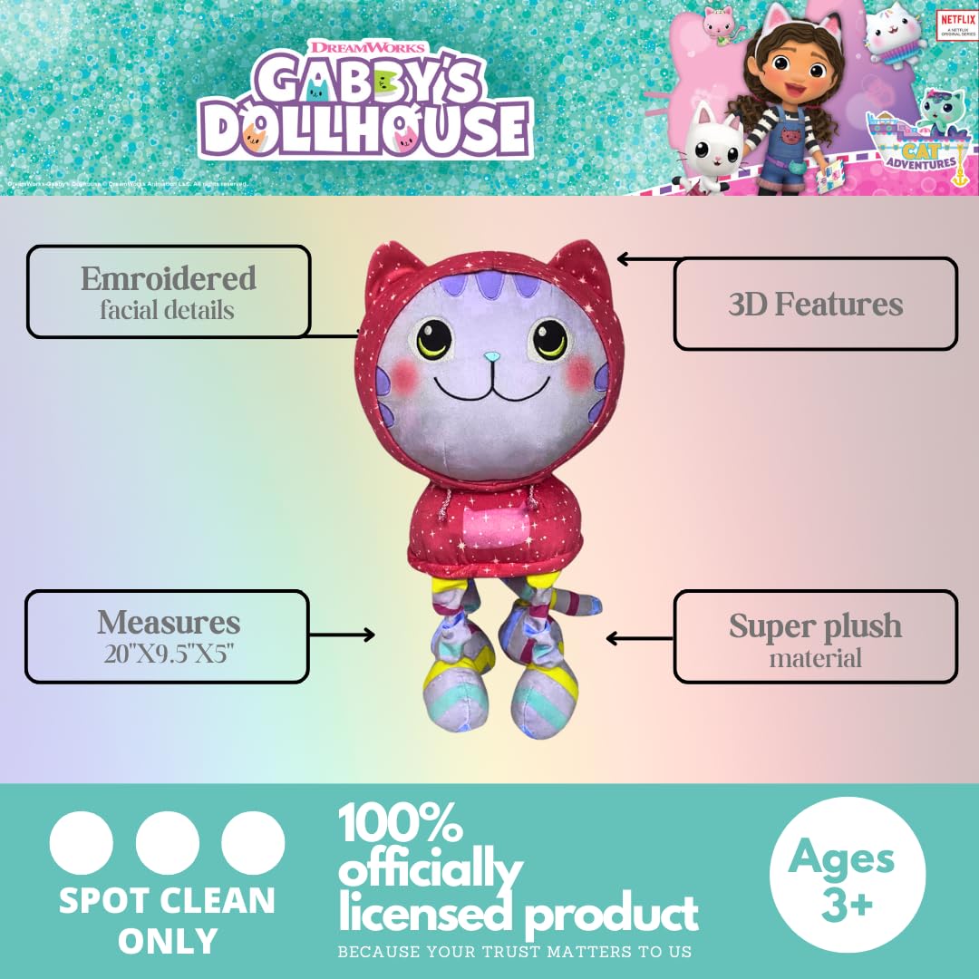 Franco DreamWorks Gabby's Dollhouse DJ Catnip Plush Cuddle Pillow Buddy – Officially Licensed