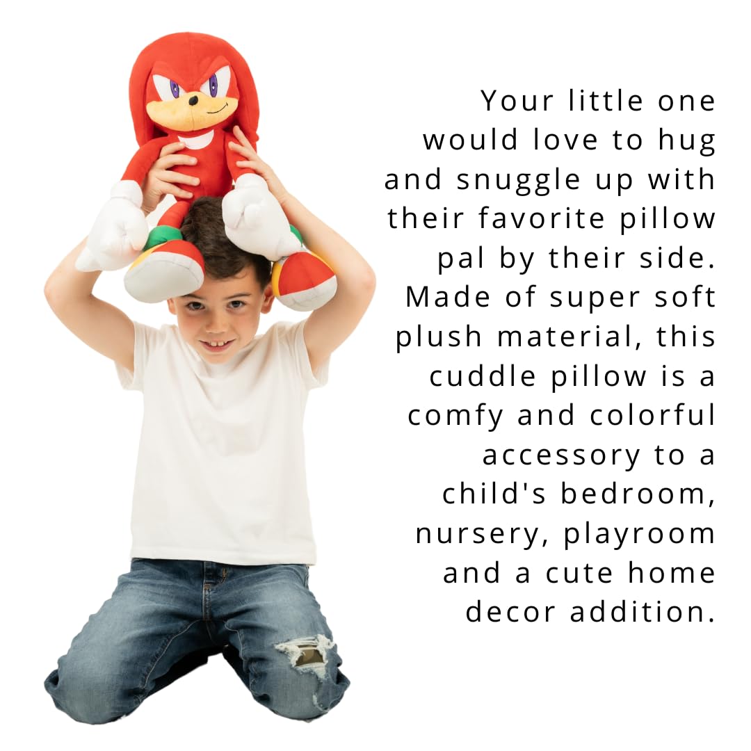 Franco Sonic Knuckles Cuddle Pillow Buddy – Ultra-Soft Plush Kids Bedding (Official Sega)