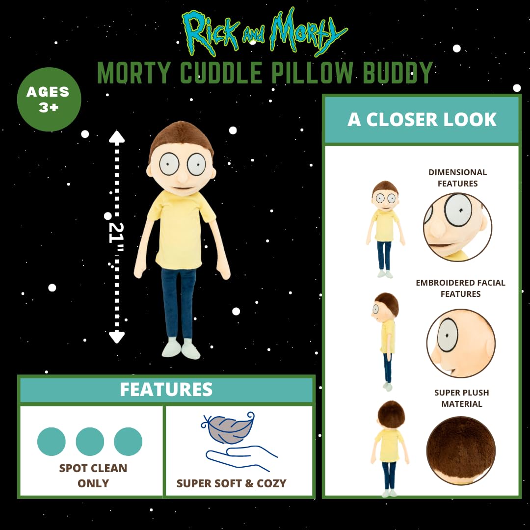 Franco Collectibles Rick & Morty Plush Cuddle Pillow – 21 Inch, Officially Licensed