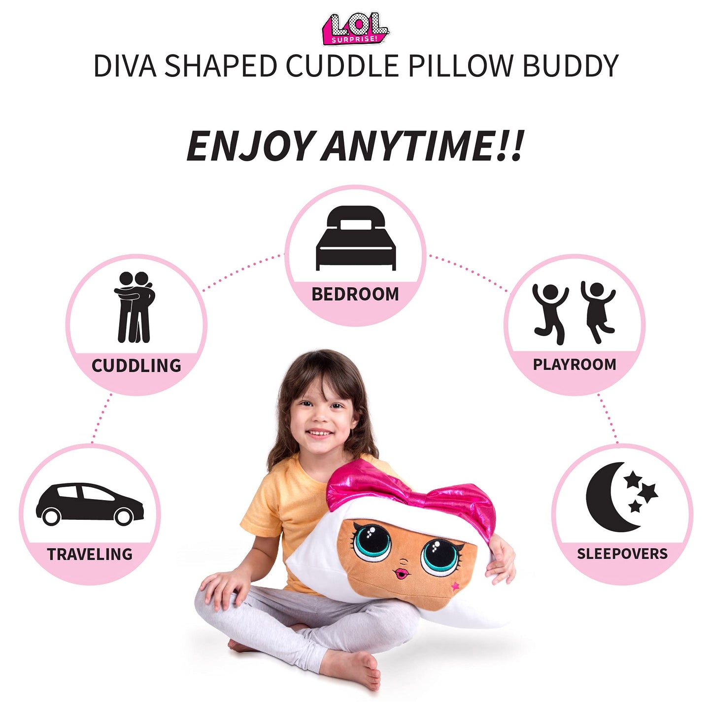 Franco Kids Bedding – LOL Surprise Diva Plush Cuddle Pillow Buddy (16x9x4)