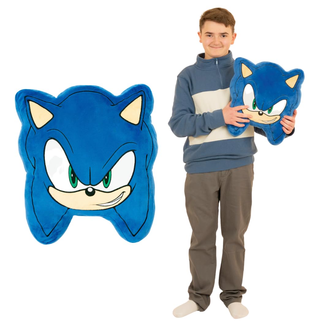 Franco Sonic The Hedgehog Face Decorative Plush Pillow 16-inch Officially Licensed