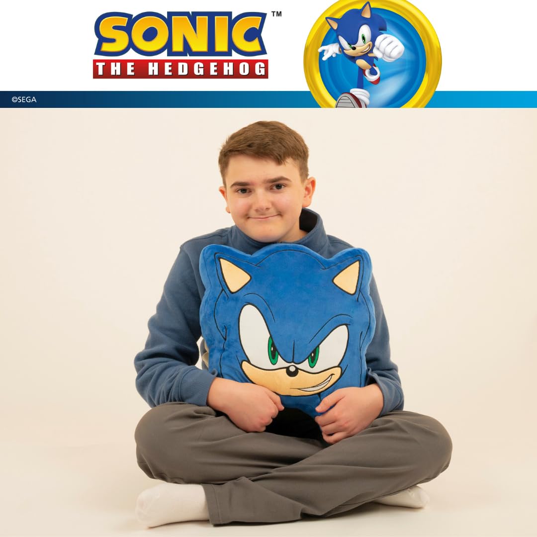 Franco Sonic The Hedgehog Face Decorative Plush Pillow 16-inch Officially Licensed