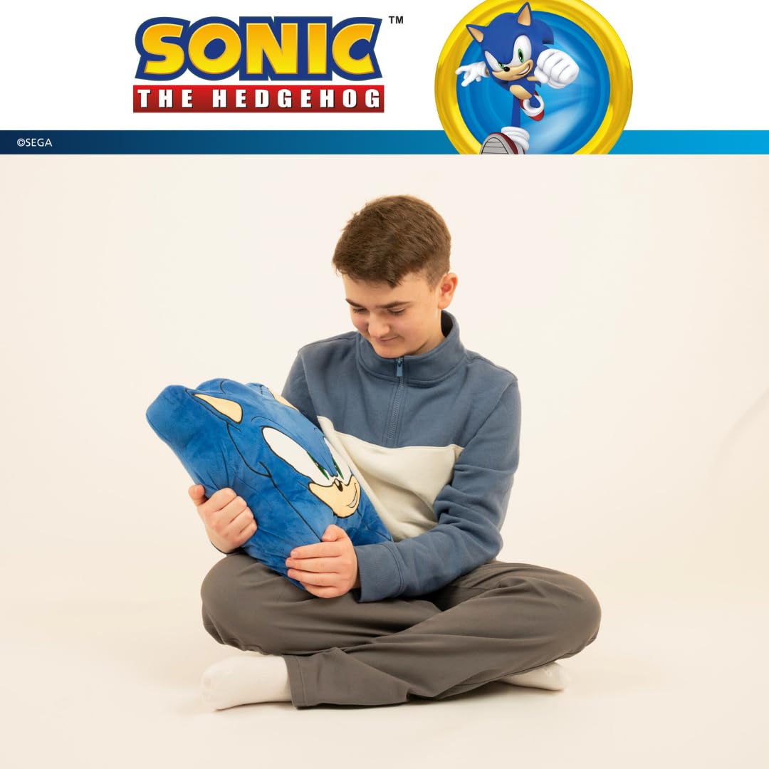 Franco Sonic The Hedgehog Face Decorative Plush Pillow 16-inch Officially Licensed