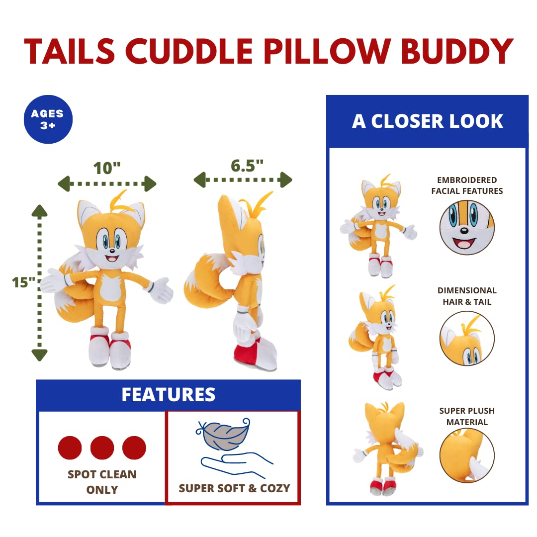 Franco Sonic The Hedgehog Tails Plush Cuddle Pillow Buddy – Official Sega Product