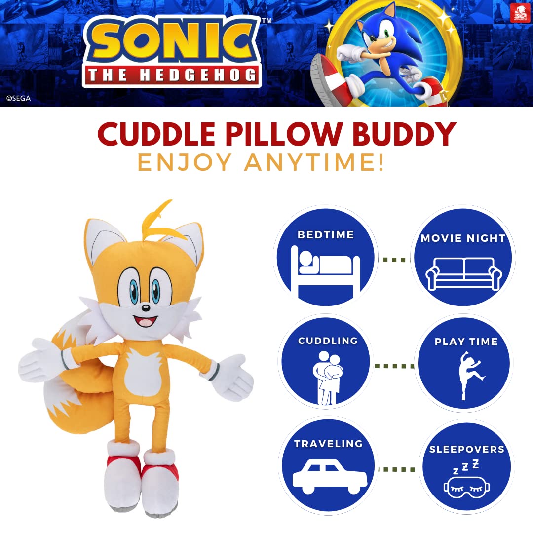 Franco Sonic The Hedgehog Tails Plush Cuddle Pillow Buddy – Official Sega Product