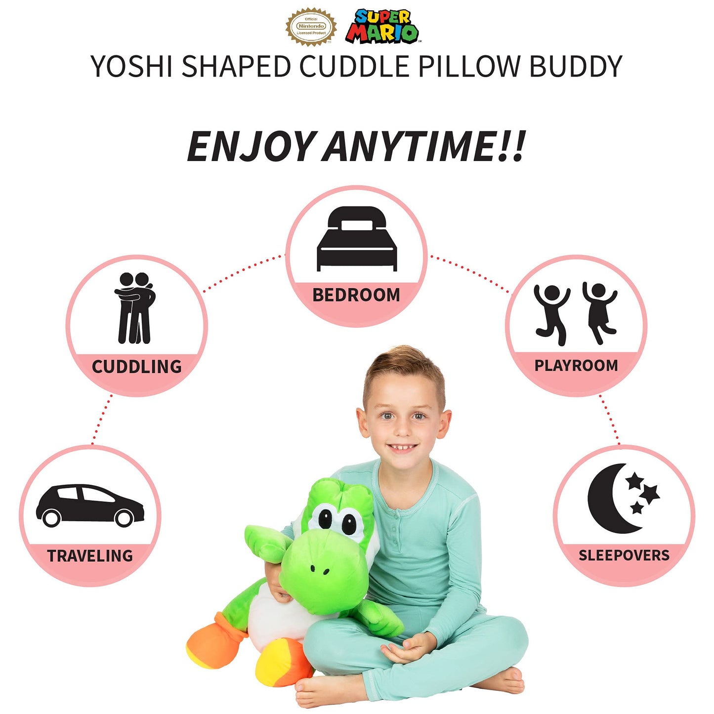 Franco Kids Bedding: Super Soft Mario Yoshi Cuddle Pillow Buddy