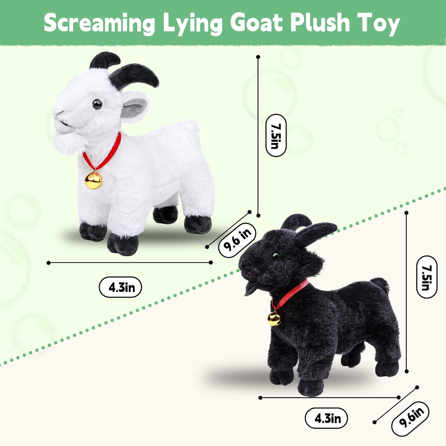 Frankiezhou Home Screaming Standing Black Goat Plush Toy – 10in with Bell