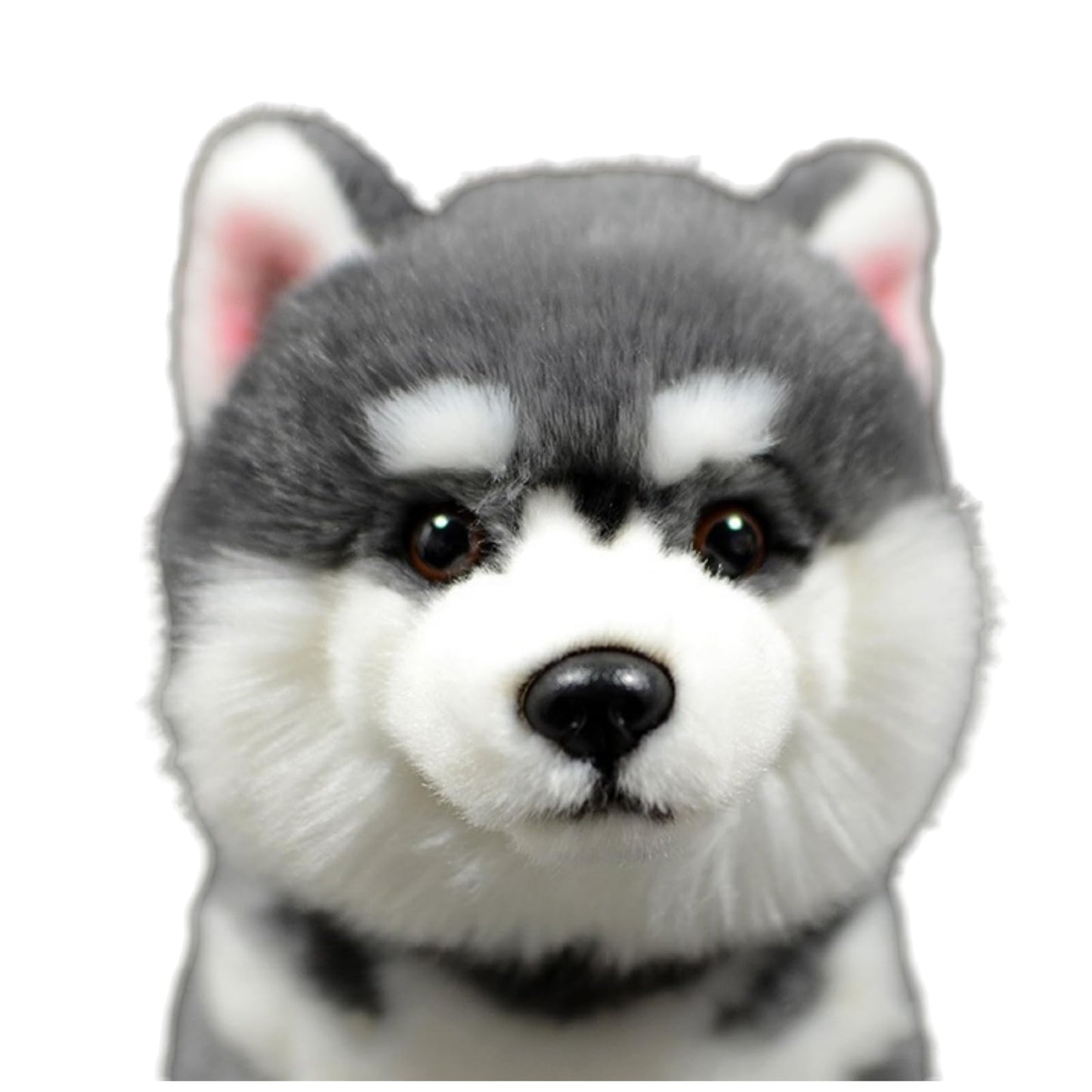 FRANKIEZHOU Lifelike Husky Plush Toy — 11-inch Gray Alaskan Malamute Stuffed Animal