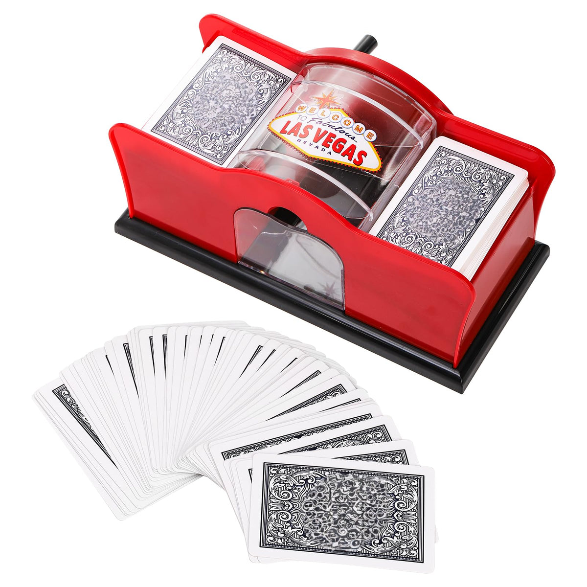 Frcctre Manual Card Shuffler 2 Deck with Hand Crank – Fast, Portable Card Shuffler for Standard Playing Cards