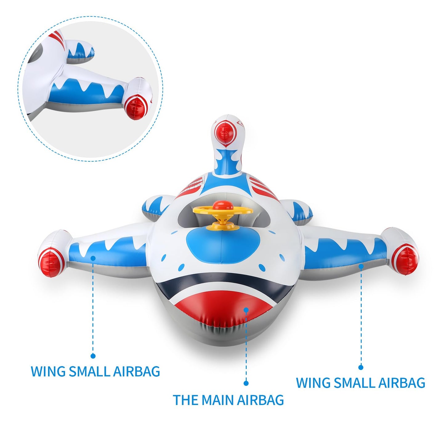 Free Swimming Baby Swimbobo Toddler Pool Float — White Airplane Ride-On for Kids 1–4