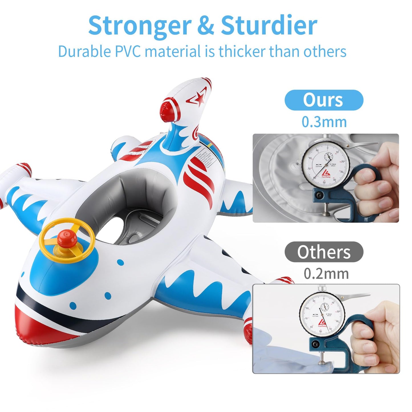 Free Swimming Baby Swimbobo Toddler Pool Float — White Airplane Ride-On for Kids 1–4
