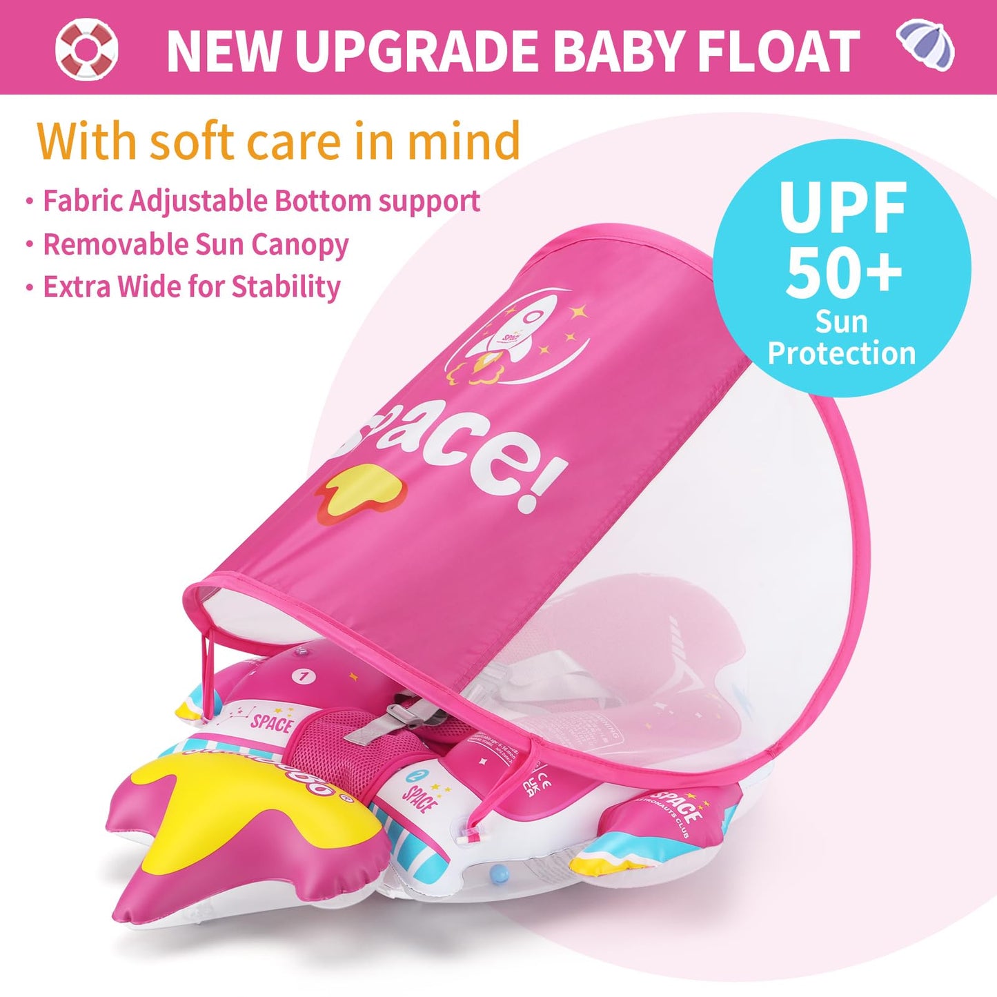Free Swimming Baby Swimbobo SpaceShip Infant Pool Float with Canopy – Red, Large