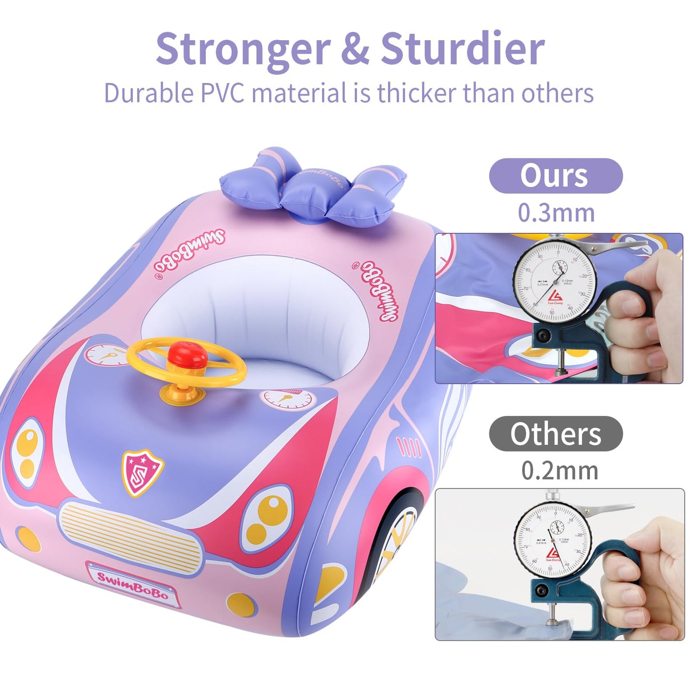 Free Swimming Baby Swimbobo Toddler Pool Float with Seat Car – Purple/Pink (3+ yrs)